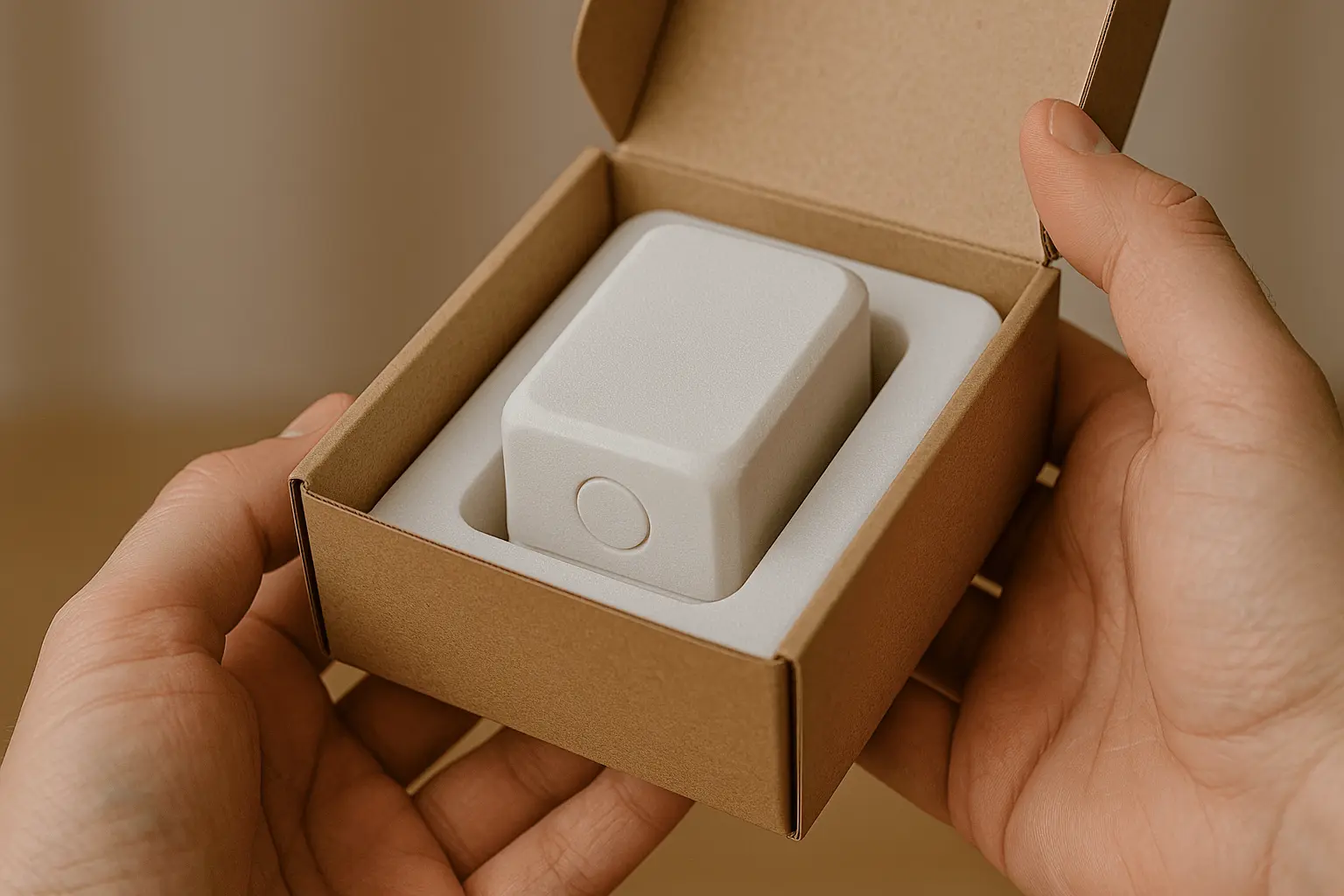 Product packaging mockup with 3D printed prototype